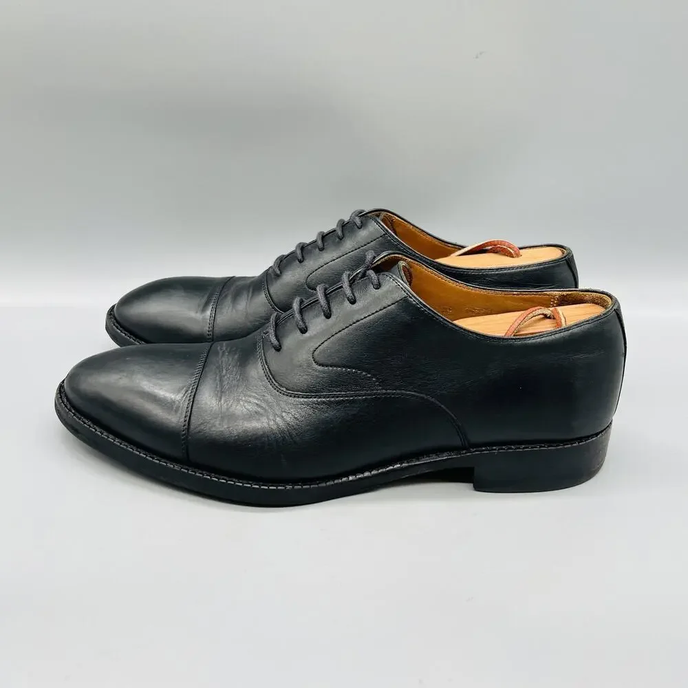 Beckett Simonon Shoes Mens 9 Black Leather Cap Toe Oxford Dress Handmade Classic